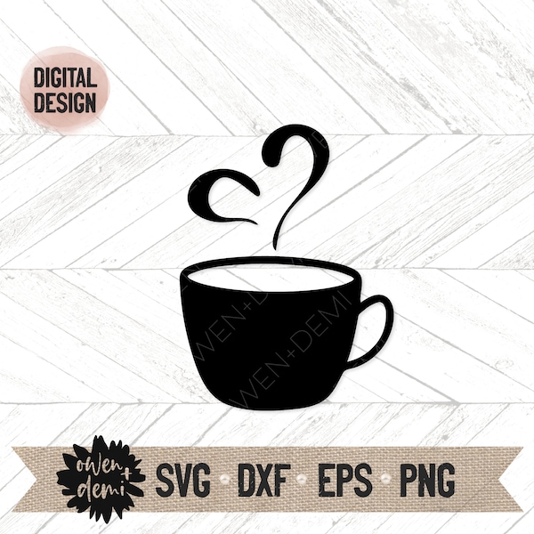 Mug svg - Mug with heart steam svg - Coffee svg - coffee svg for cricut - coffee svg for silhouette - coffee Cut file - coffee clip art