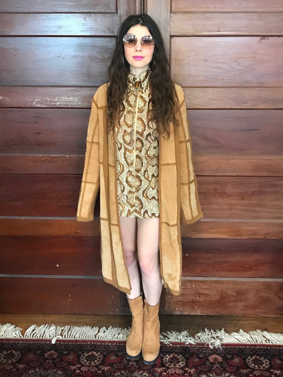 90s/y2k Tan Suede Knit Duster