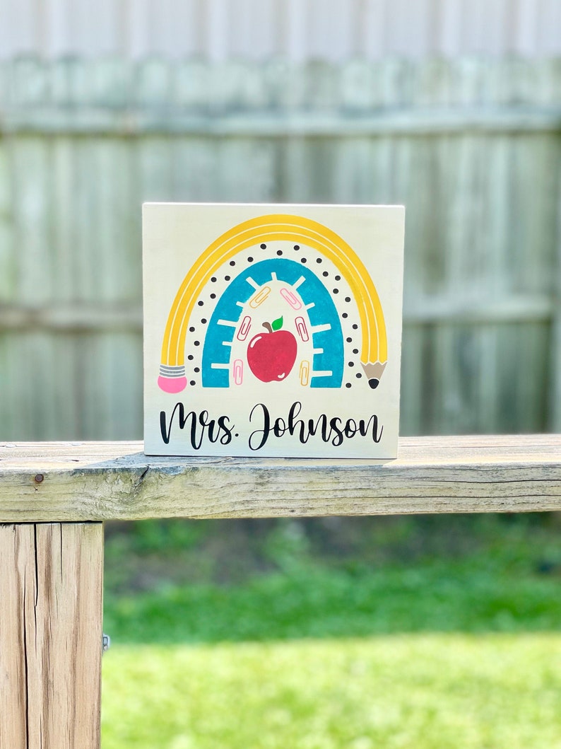 Personalized Back to School Teacher Wood Sign Teacher image 0