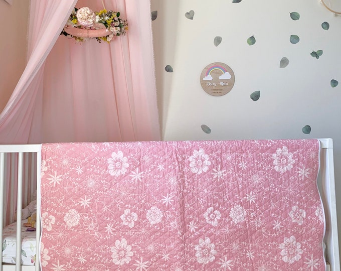 Pink Cotton Cot Quilt Baby Girl Blanket Cot Quilt Cot Doona Etsy