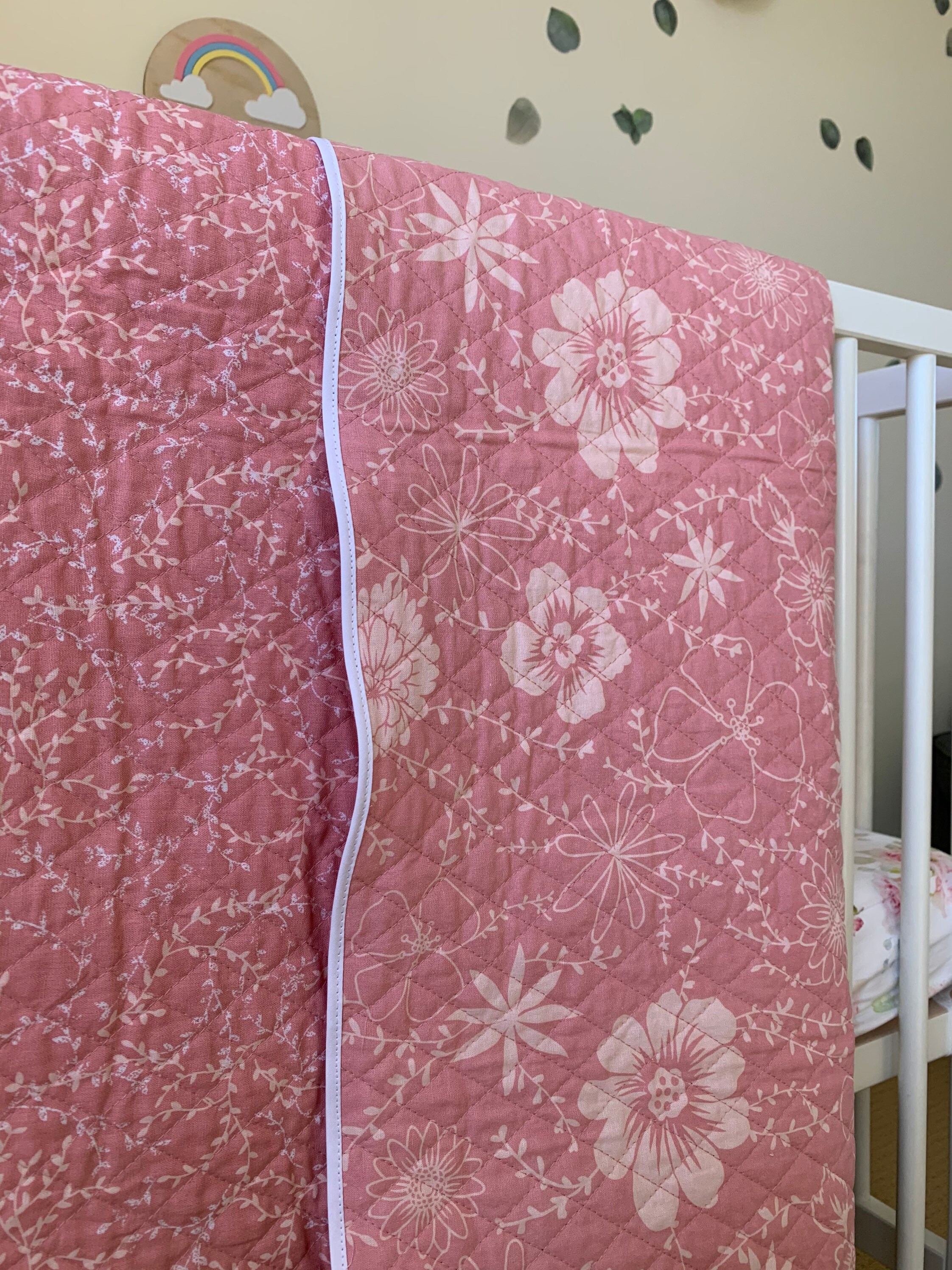 Pink Cotton Cot Quilt Baby Girl Blanket Cot Quilt Cot Doona Etsy