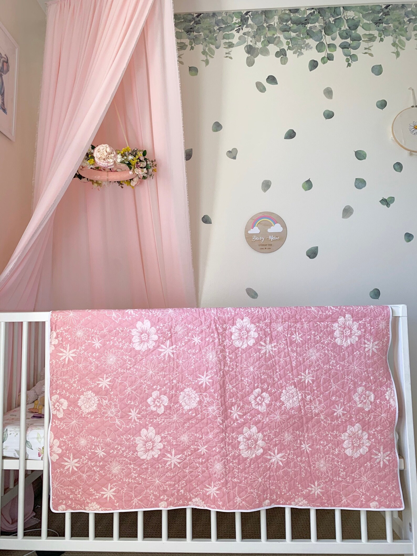 Pink cotton cot quilt baby girl blanket cot quilt cot doona Etsy