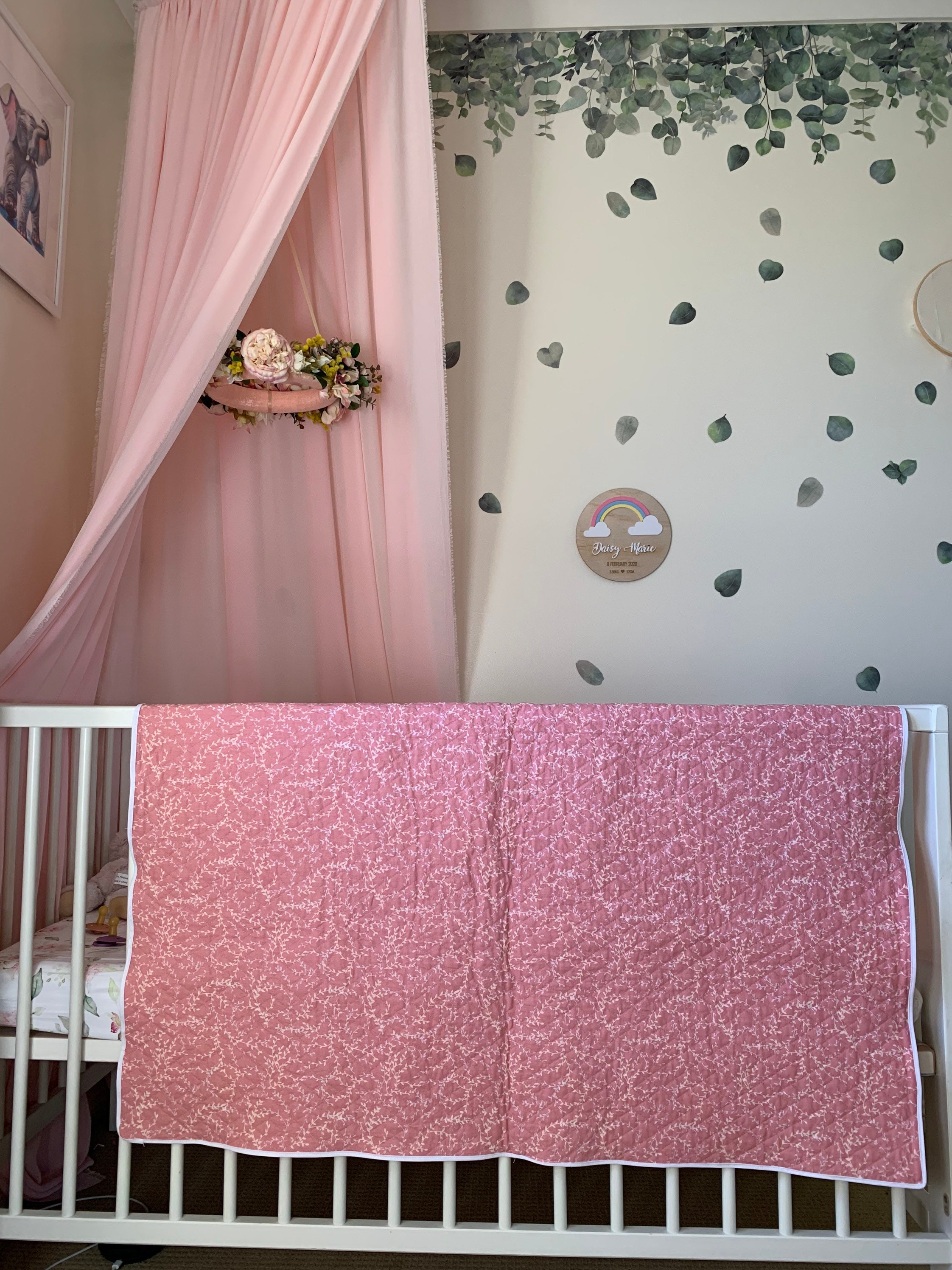 Pink Cotton Cot Quilt Baby Girl Blanket Cot Quilt Cot Doona Etsy