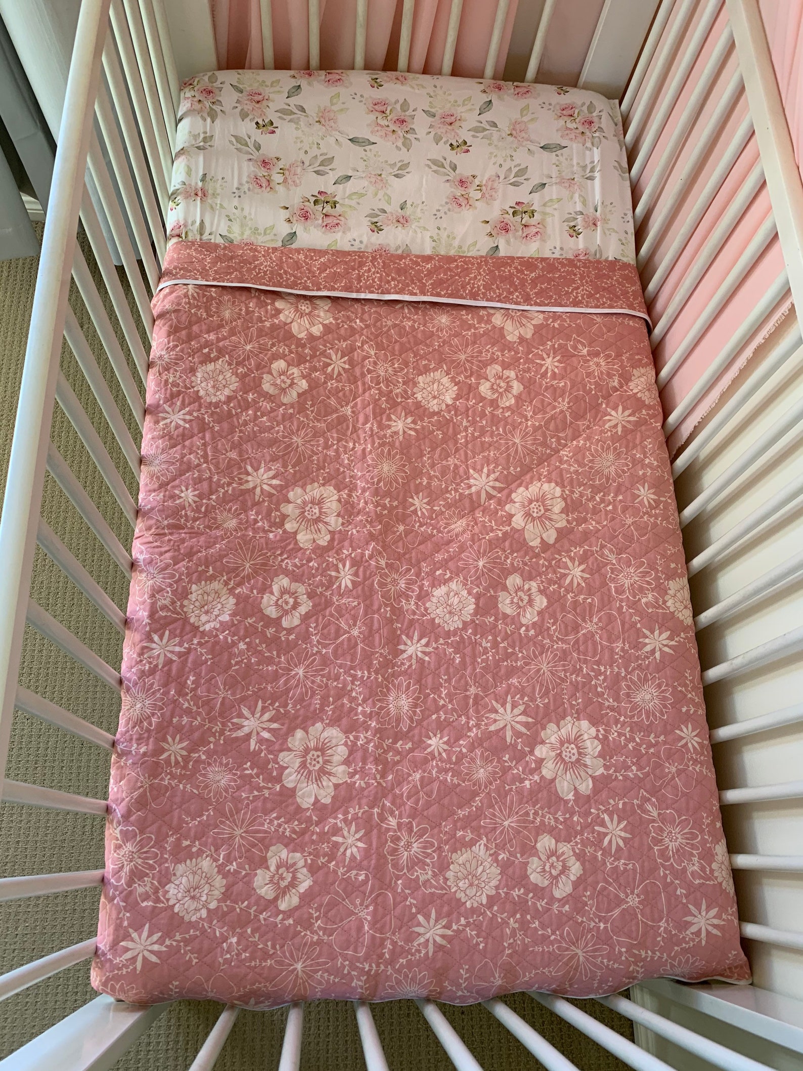 Pink Cotton Cot Quilt Baby Girl Blanket Cot Quilt Cot Doona Etsy Australia