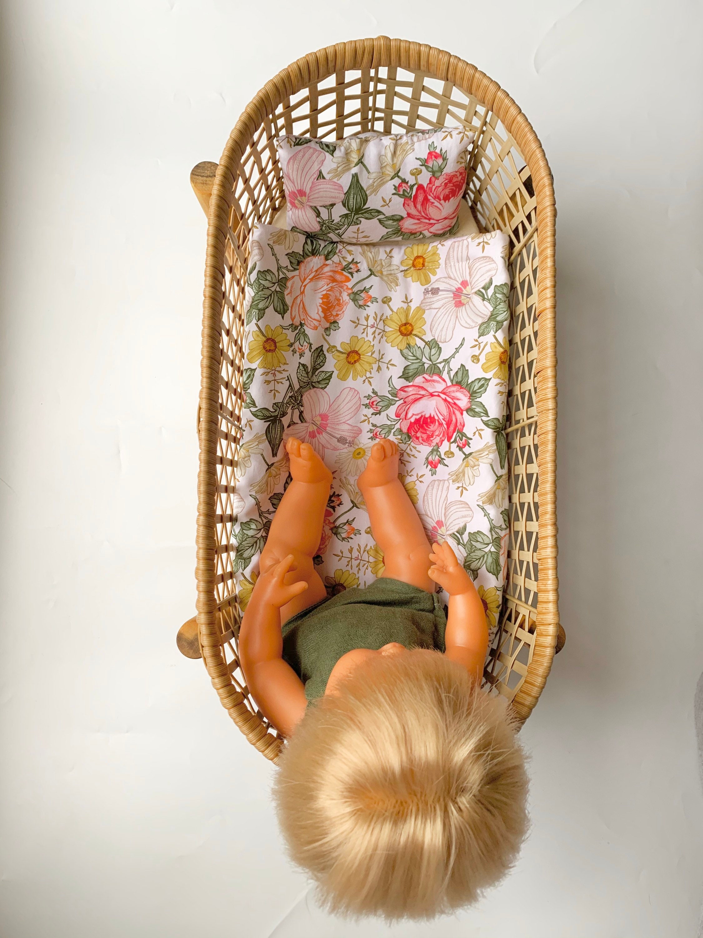 Dolls Bedding Peony daisy bed cot quilt Kmart planter hack Etsy