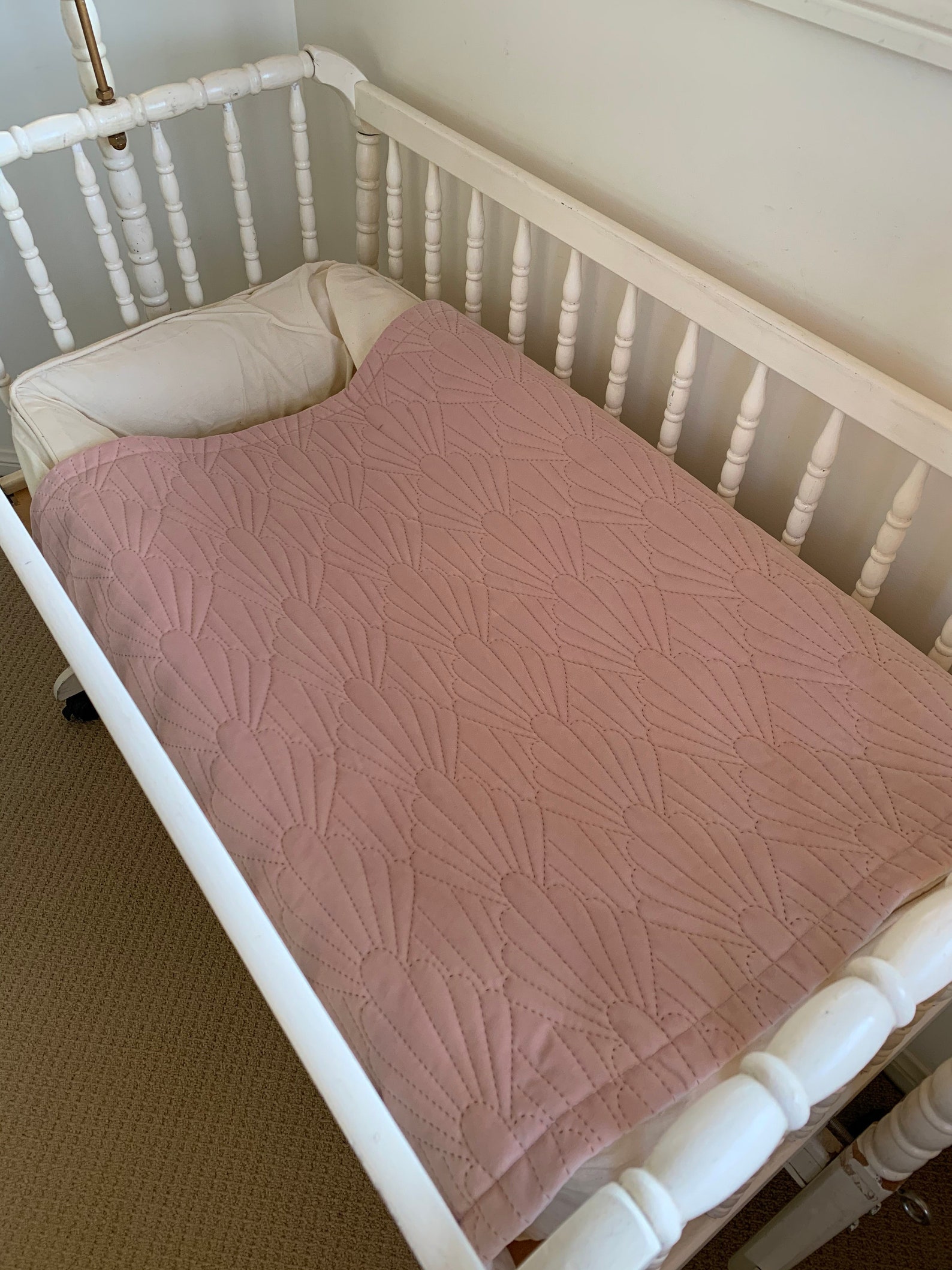 Dusty pink velvet cot quilt baby girl blanket cot quilt cot Etsy