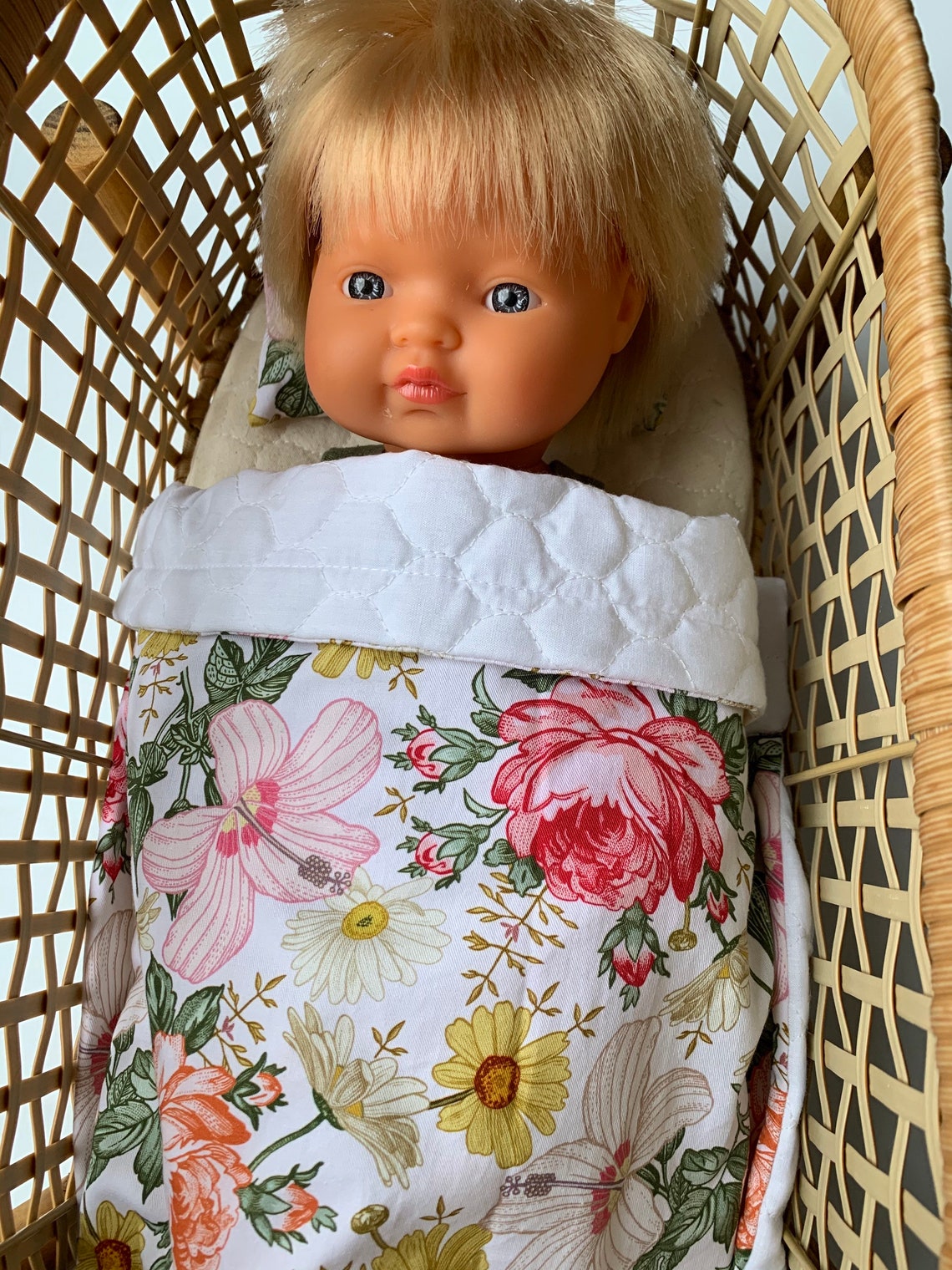 Dolls Bedding Peony daisy bed cot quilt Kmart planter hack Etsy