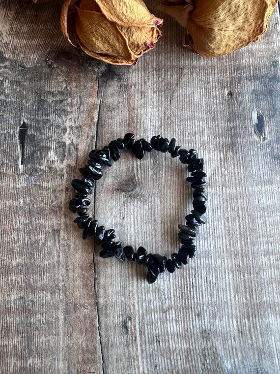 Black tourmaline crystal chip bracelet