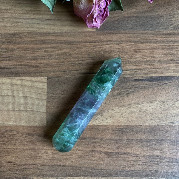 Hexagon Fluorite crystal healing wand-10cm