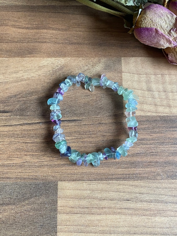 Buy Rainbow Fluorite Crystal Chip Bracelet Online in India