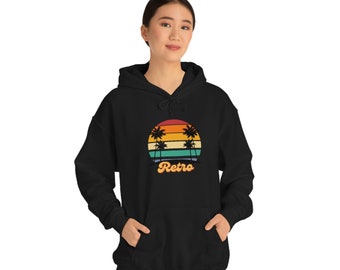 Retro Sunset Hoodie, Unisex Cotton-Blend Graphic Sweatshirt