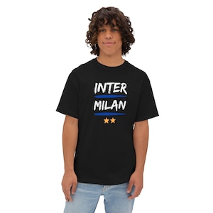 Oversized Boxy Tee featuring Inter Milan design - Perfect for sports fans, casual wear, game days, birthday gifts, everyday comfort