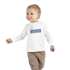 Camiseta de manga larga para niños pequeños del Real Madrid, camiseta para niños del Real Madrid