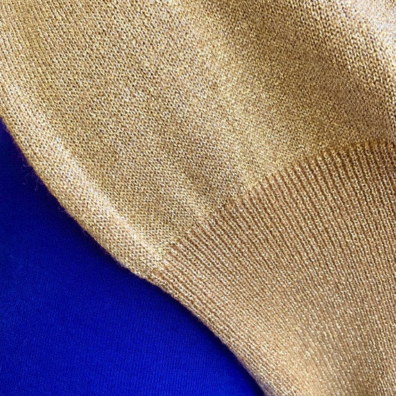 1990s metallic gold merino wool turtleneck sweater - image 4