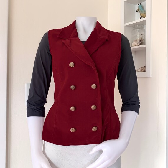 90s Casual Corner red velvet double breasted waist