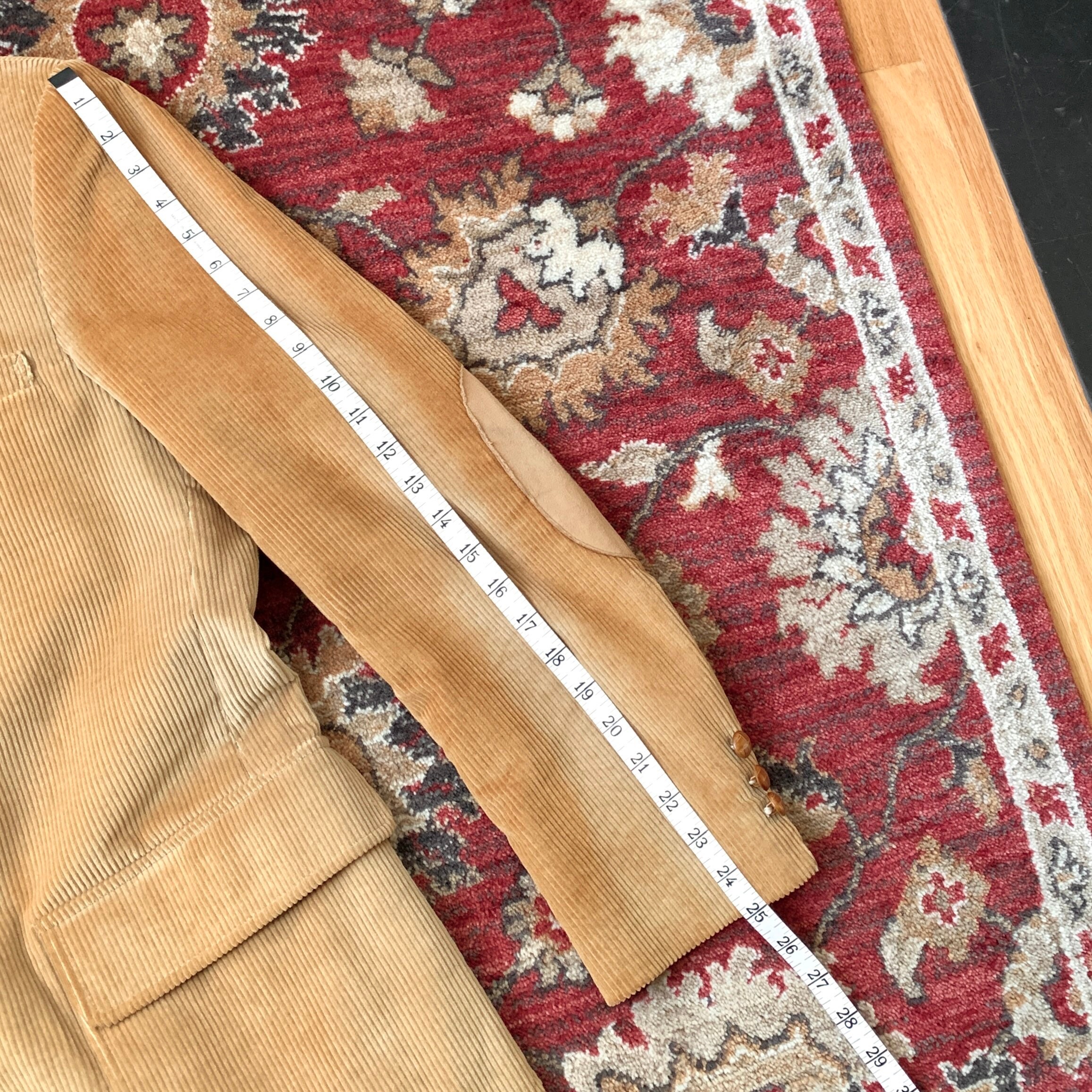 1970s 1980s Tan Corduroy Professor Jacket With Elbow Patches Size 41L