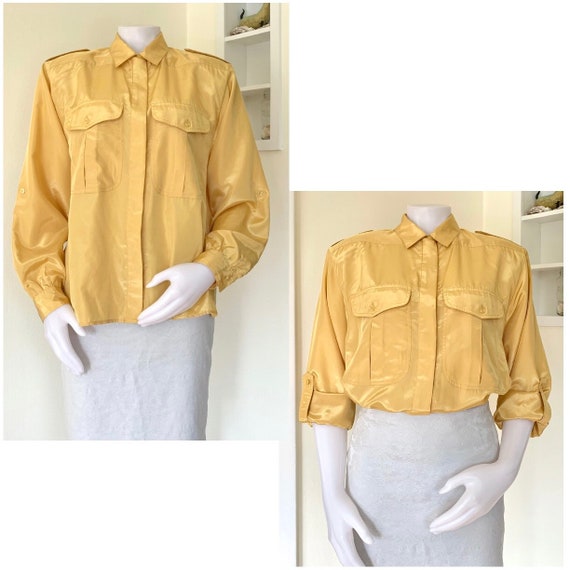 satin yellow blouse
