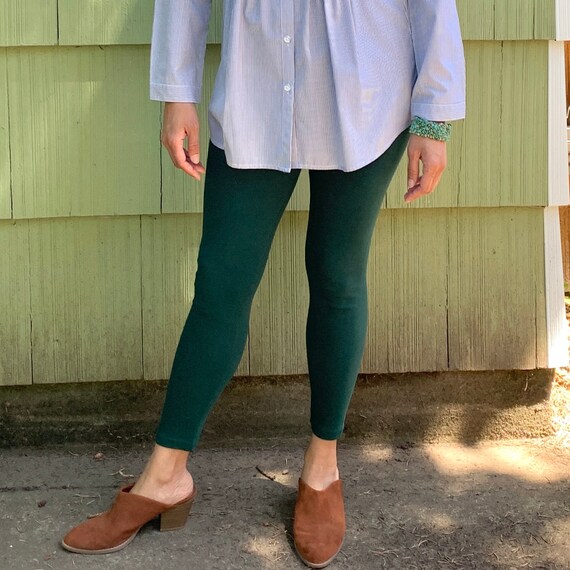 1990s Express Tricot high waisted forest green leg