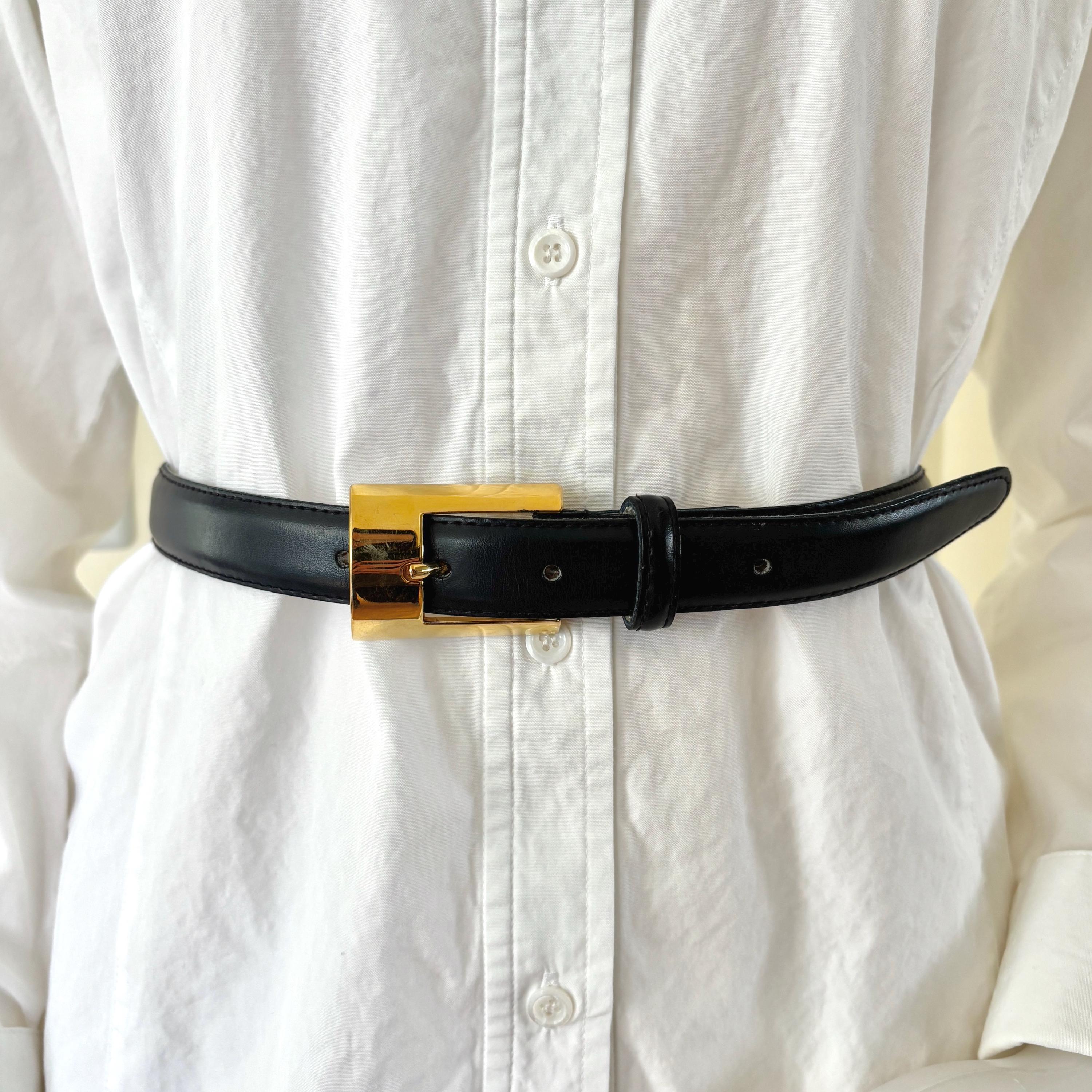 Gail LaBelle made in France White Leather Belt medium gold leopard buckle Gail Labelle Belts - Etsy main image 3