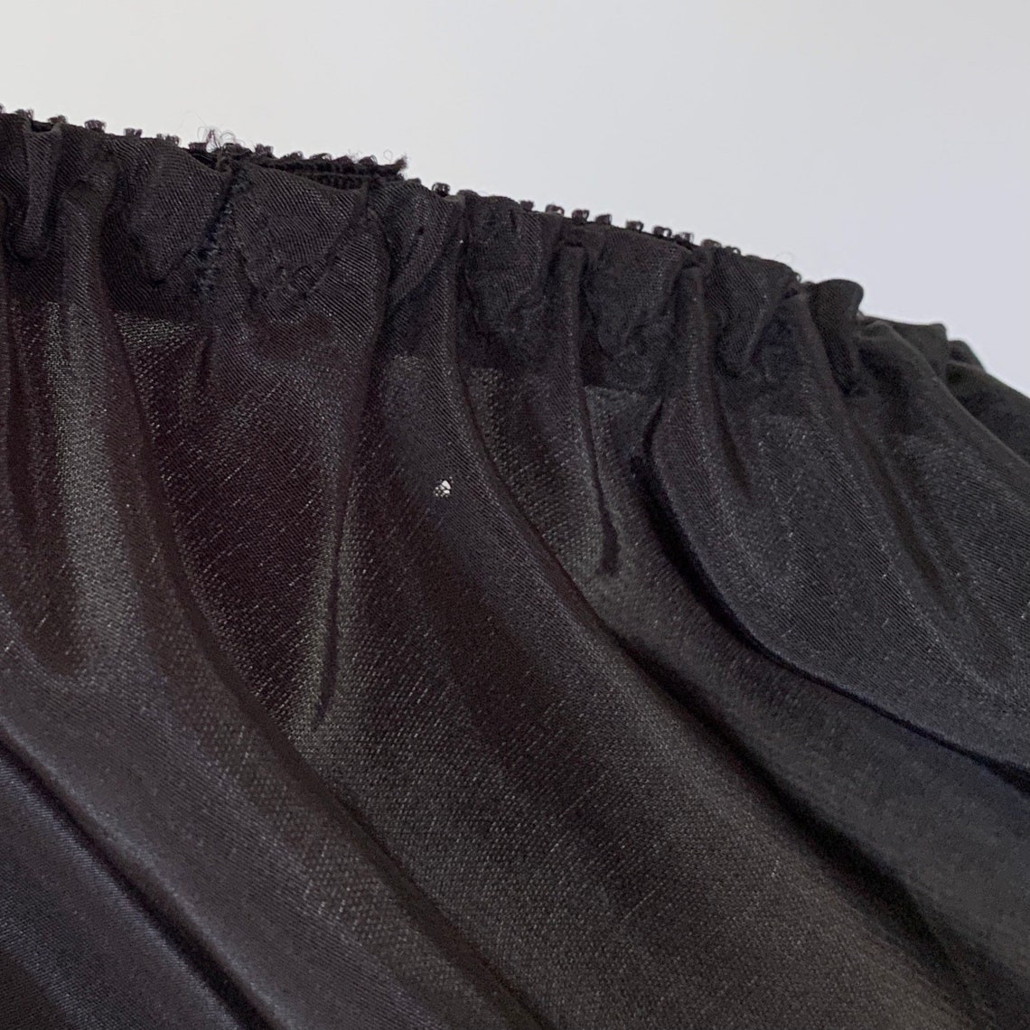 Farr West black satin half skirt slip w/ lace trim | Etsy