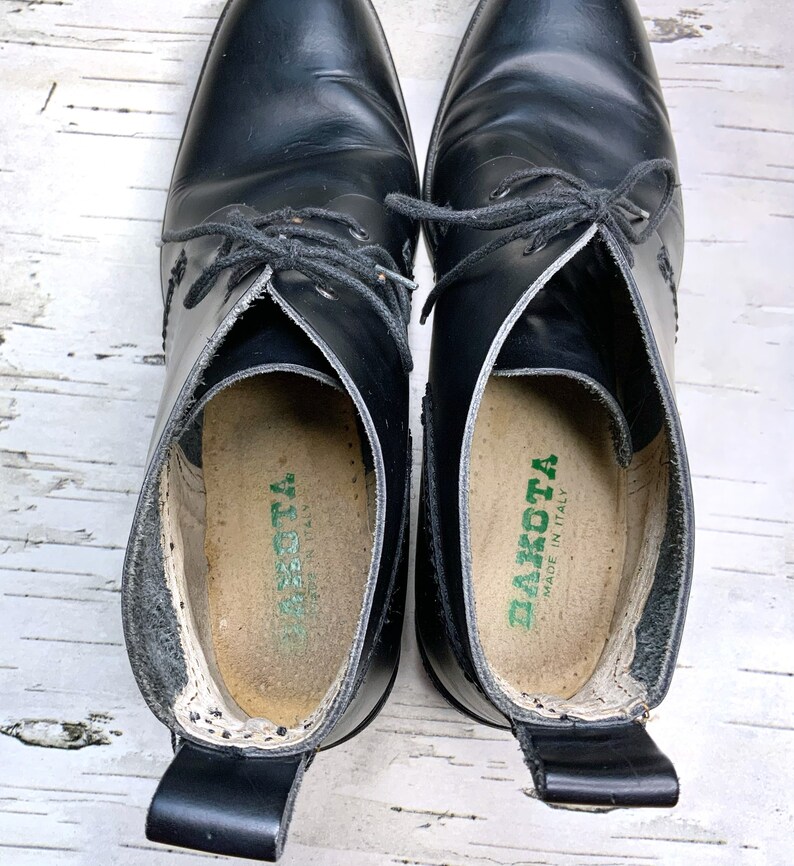 Boots Vintage Black Leather Ankle Boots Booties by Dakota size 40 9.5