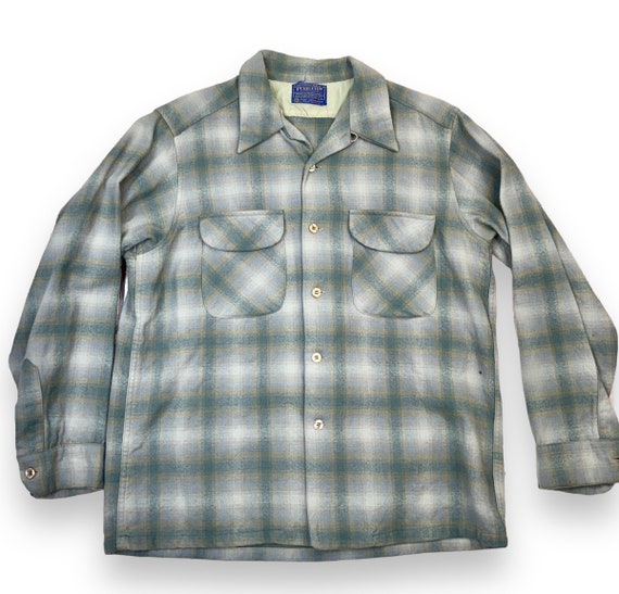 Vintage 50's Pendleton Wool Shacket Jacket Blue A… - image 1