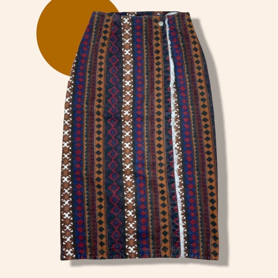 Denim Vintage Southwest Western Long Skirt Skirt … - image 1