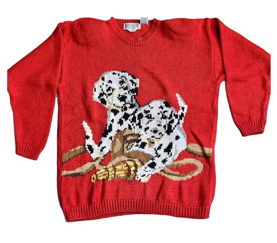 Vintage Dog Sweater / Red Sweater / Dalmatian / D… - image 2