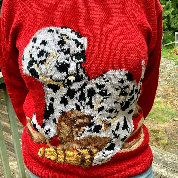 Vintage Dog Sweater / Red Sweater / Dalmatian / D… - image 6