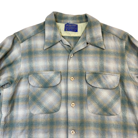 Vintage 50's Pendleton Wool Shacket Jacket Blue A… - image 2