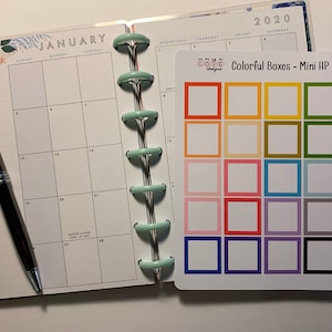 Colorful Boxes - Mini Happy Planner | Approx 1&quot;x1&quot; | Rainbow Colors | Versatile Labels | Customizable