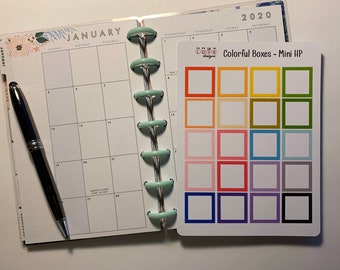 Colorful Boxes - Mini Happy Planner | Approx 1"x1" | Rainbow Colors | Versatile Labels | Customizable