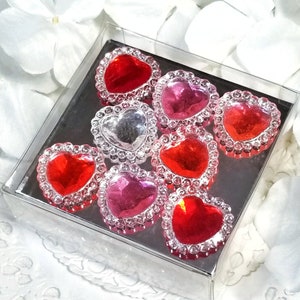 8 Small sugar Heart Brooches, edible gems, Cake Jewels for Wedding, Birthday, Sweet 16, Princess Cakes, Unique Gifts, Keepsakes, etc