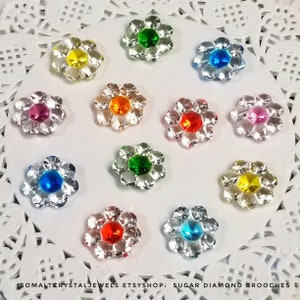 12 Diamond Brooches: Isomalt Jewels, Cake Decoration, Custom Color