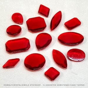 14 Assorted edible Isomalt Sugar Gemstones: Cake Gems, Custom Colors