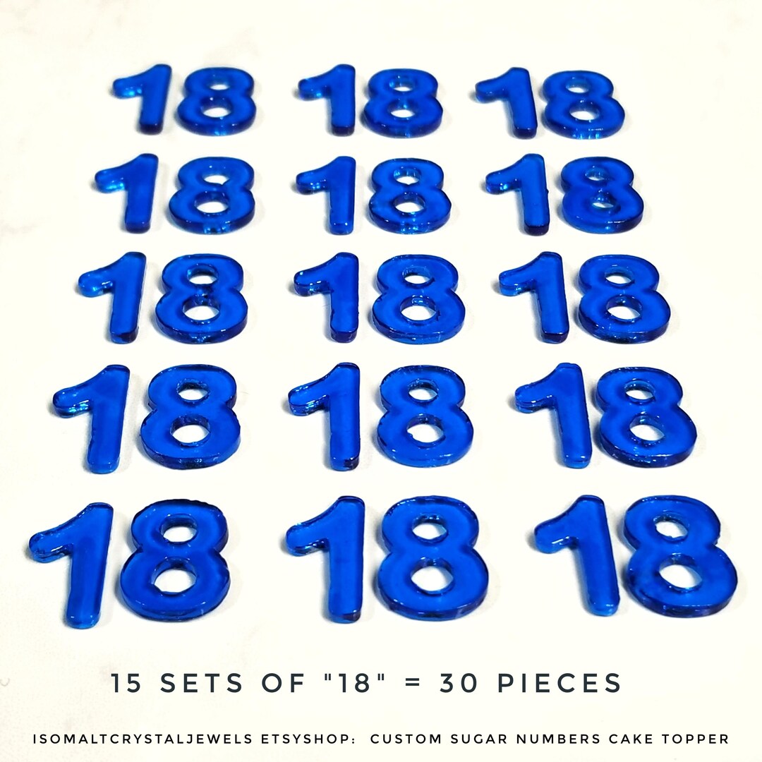 30 Pieces of Edible Isomalt Sugar Numbers: Birthday Cake Decorations ...
