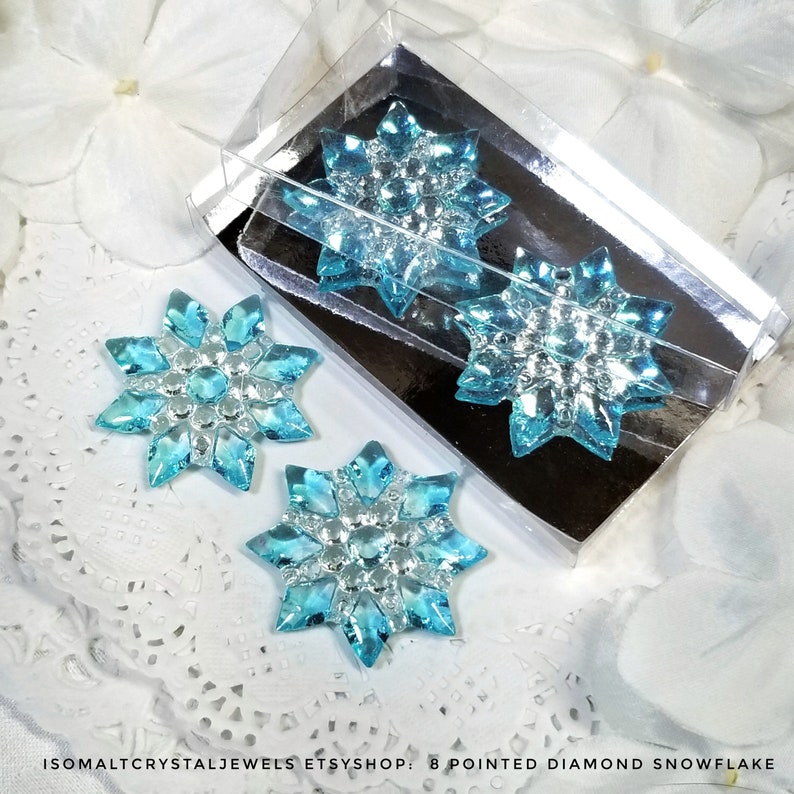 Snowflake with 8 pointed diamonds for your Winter themed cake decoration, cup cake top, dessert plate garnish, Frozen themed cake decoration image 7