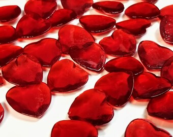 Medium isomalt sugar Heart Gemstones, edible sugar gems, for Valentine's, Wedding, Engagement, Anniversary, Sweet 16 & Princess cakes