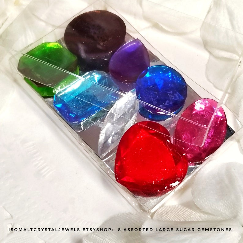 8 formas de piedras preciosas grandes de azúcar isomaltosa en colores personalizados, lágrima, redonda extra grande, cuadrada, redonda, ovalada, rectangular, corazón y marqués. imagen 9