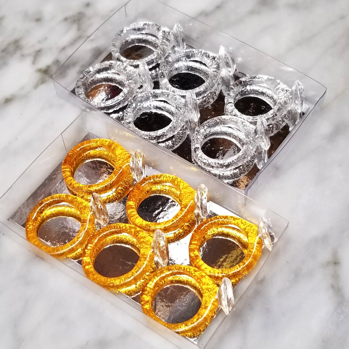 6 Edible Diamond Rings Sugar Diamond Ring Real size sugar Etsy