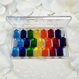 21 Isomalt Hexagon Gemstones: Cake Decoration, Cupcake Toppers, custom colors