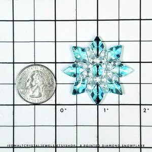 Snowflake with 8 pointed diamonds for your Winter themed cake decoration, cup cake top, dessert plate garnish, Frozen themed cake decoration image 5