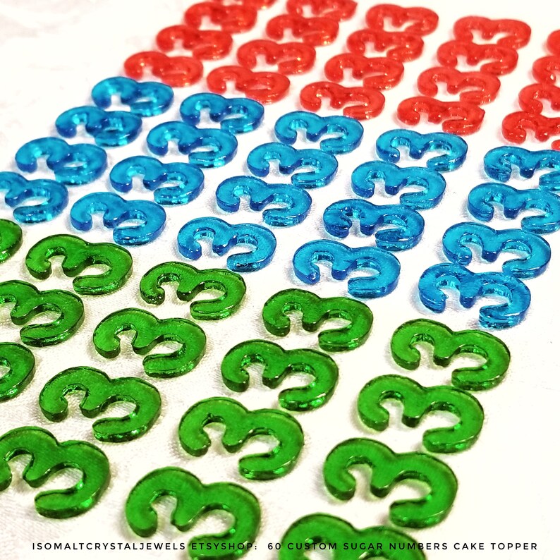 60 Edible Sugar Numbers Custom Combinations and Colors of Etsy