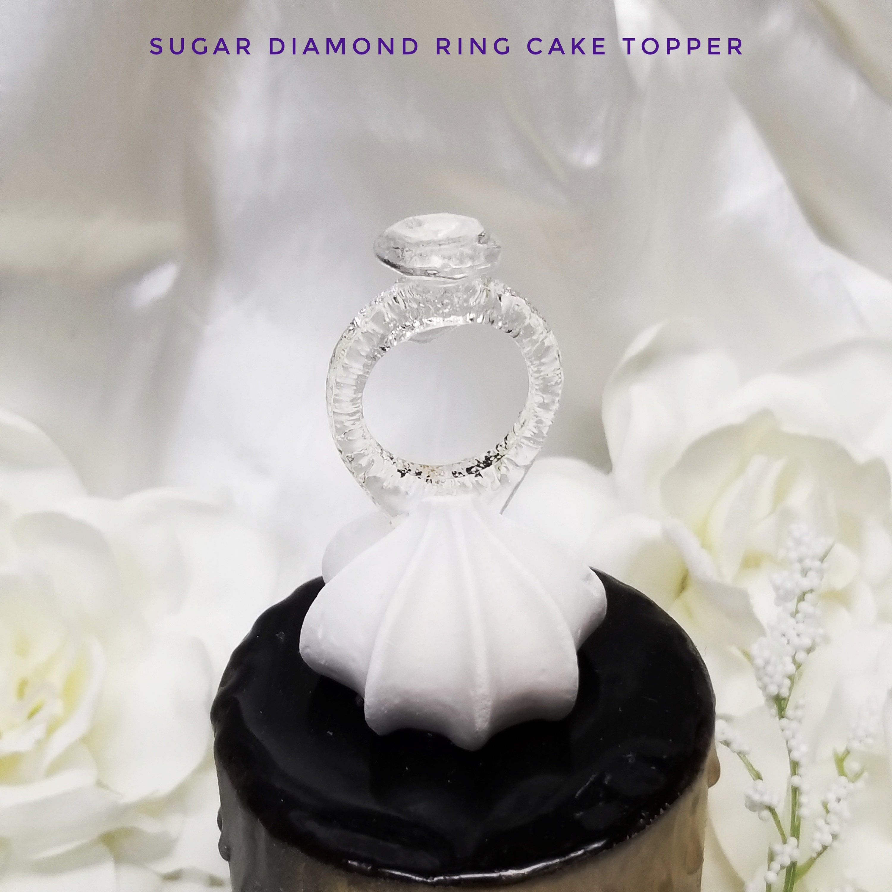 4 Edible Sugar Diamond Rings Diamond Ring Cake Topper Etsy