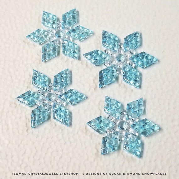 Cake Decorations Edible Snowflakes Small Blue and White 
