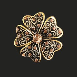 トパーズブローチ 925 Sterling Silver Vintage Topaz Shiny Sculpted Flower