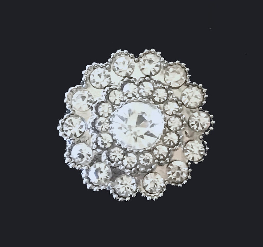 Pendentif Ancien Rond Avec Perle Et Strass - Diamètre 13mm - Occasion Bon état