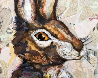Mischievous Bunny - Collage Art Original