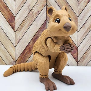 3D gedruckte Quokka Figur | Entzückendes Poseable Beuteltier mit benutzerdefinierten Farben | Glückliches Tier Schreibtisch Dekor & Einzigartiges Geschenk