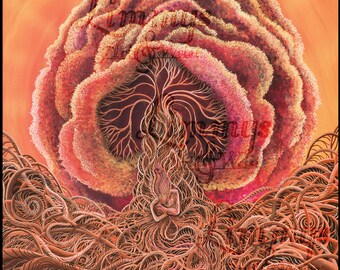 Póster espiritual "Árbol del Amor", mural de árbol, imagen energética, raíces de árbol, conexión, imagen de fantasía, regalo de pareja, imagen del alma.
